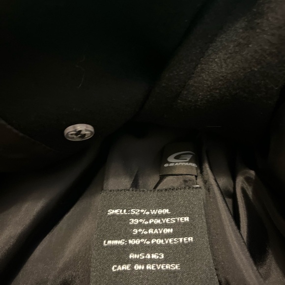 Black Rivet Pea Coat Jacket SZ Small Very Unique Buttons Military Style - Picture 8 of 12